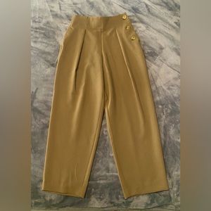 Oak + Fort high waist pleated pants with side buttons